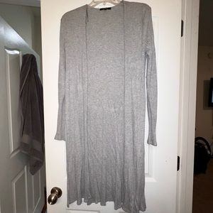 Ambiance long cut out cardigan in grey